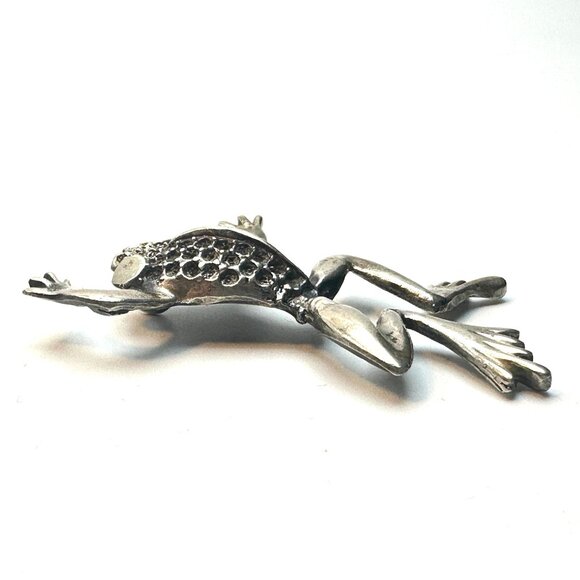 Sterling Silver Frog Necklace— Bold 3D Textured Design — Vintage 1970s  — EUC - Picture 9 of 9